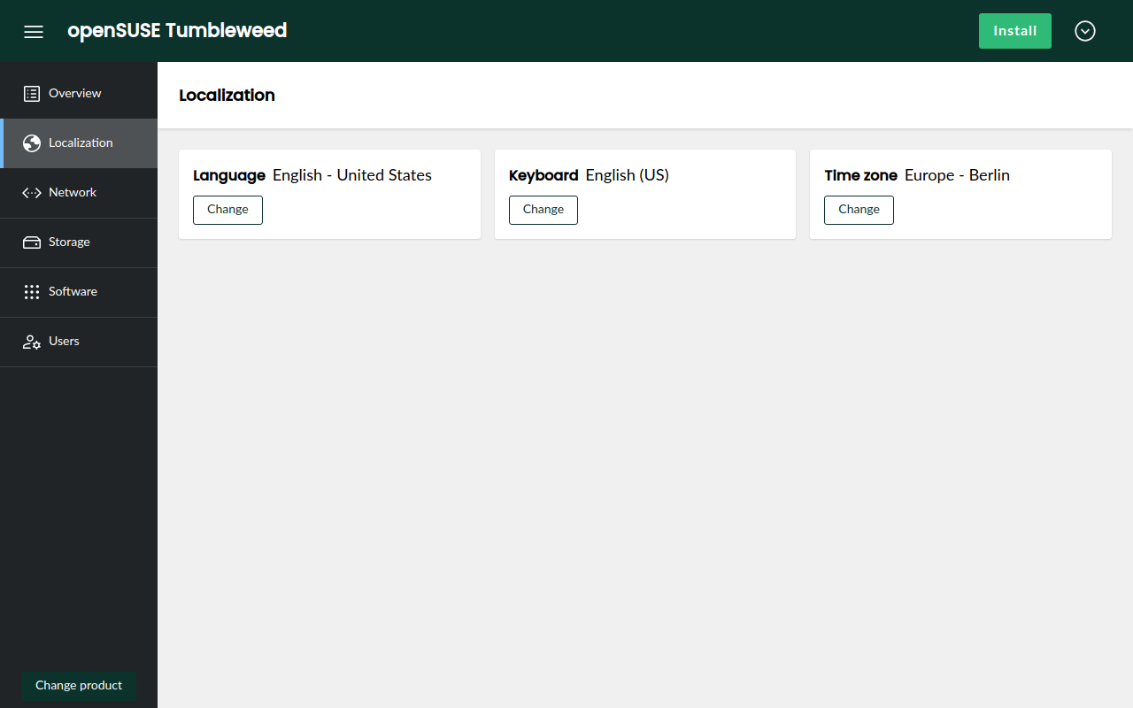 Language, keyboard layout and timezone options