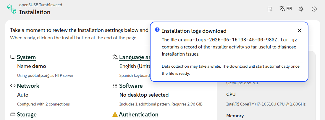 Downloading logs