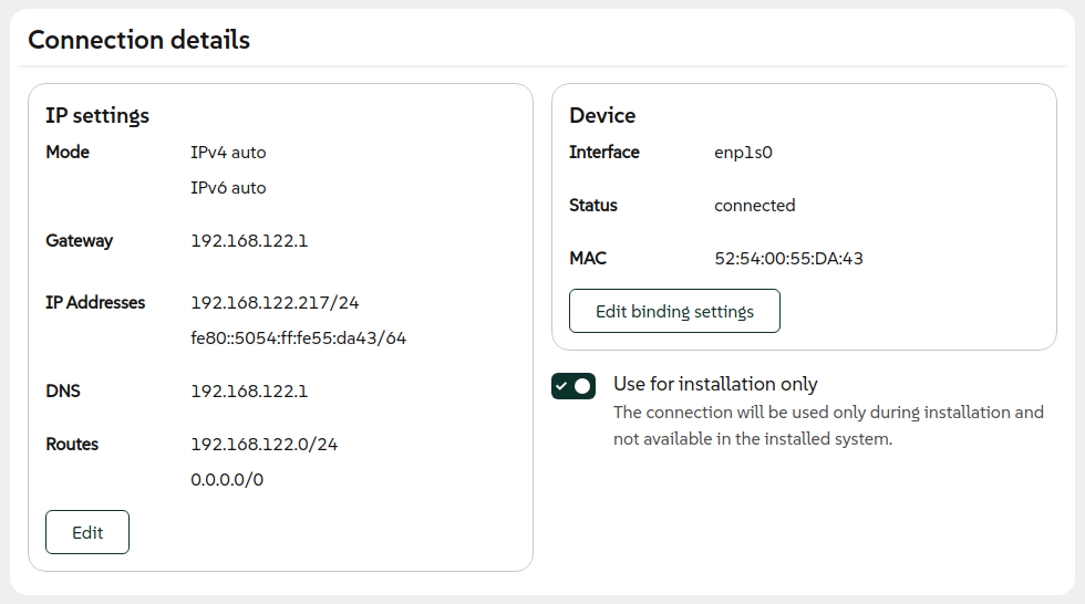 Configuring network connections