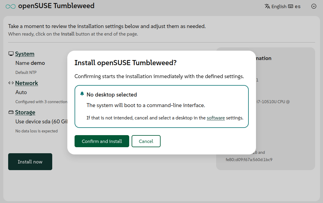 Confirmation dialog