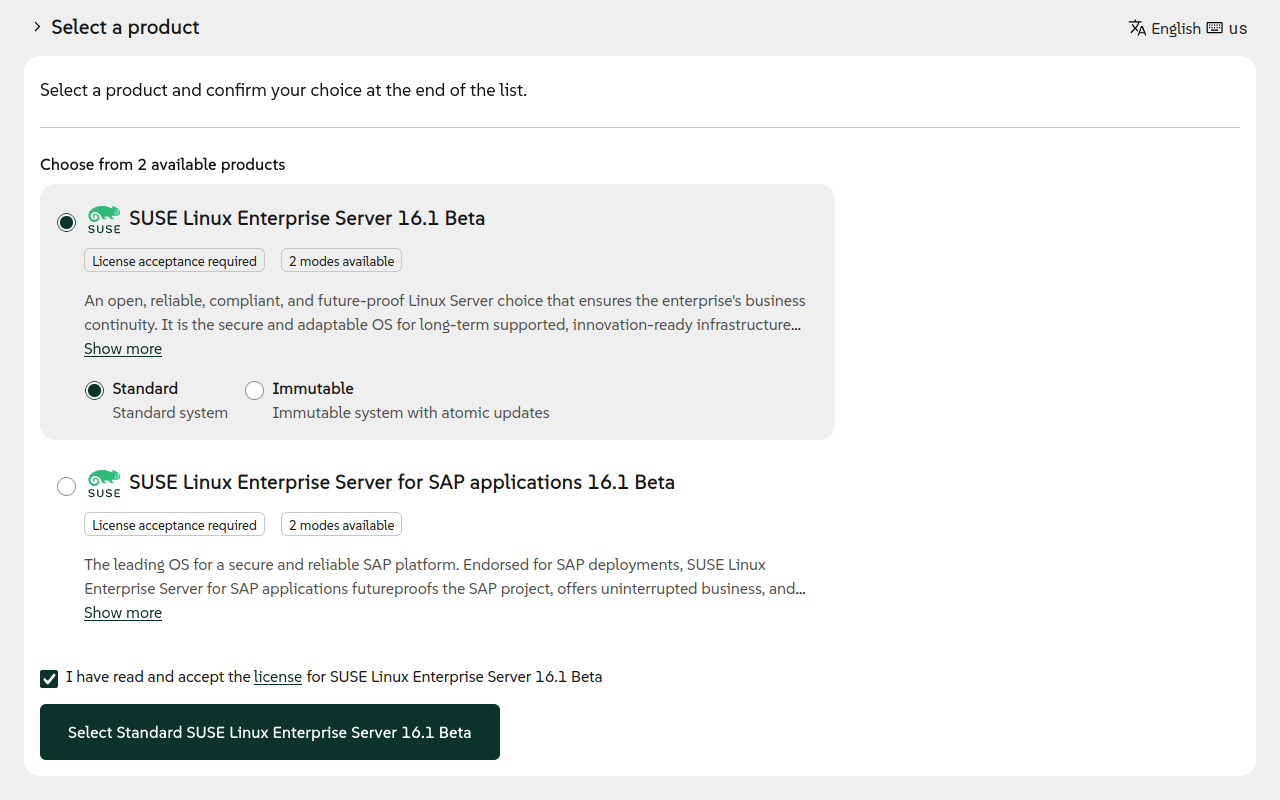 Product selection with modes