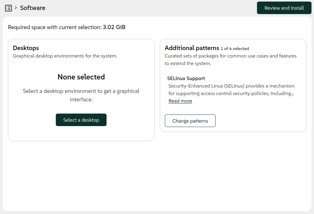 Revamped software selection screen