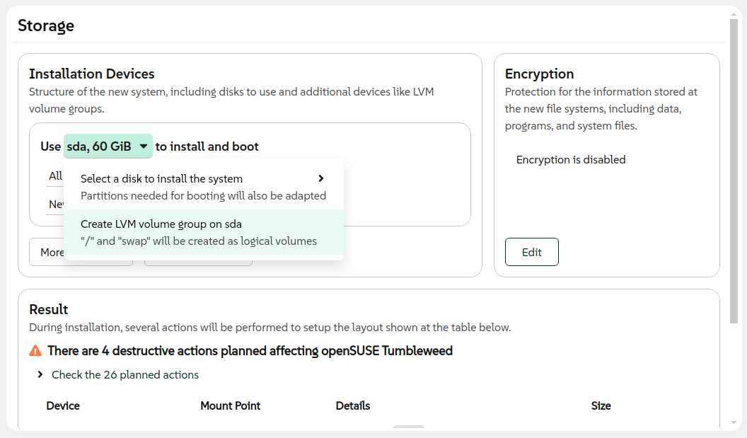 Adding an LVM volume group