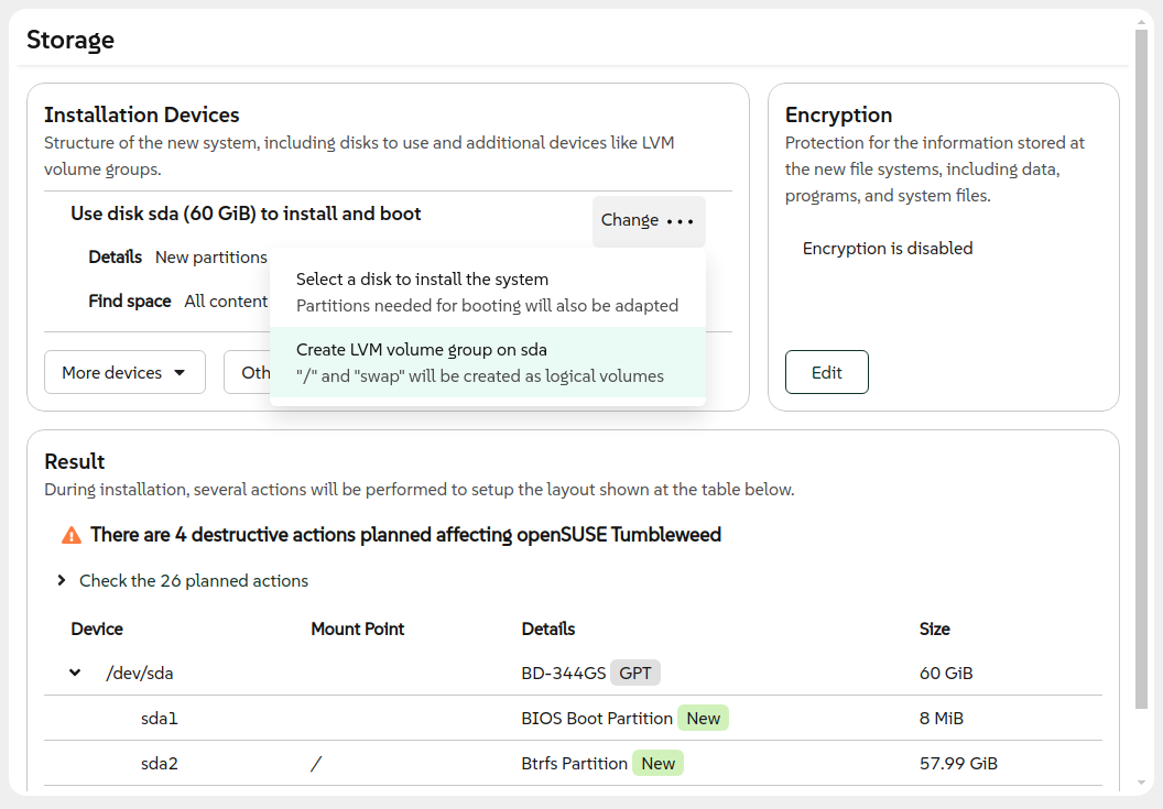Adding an LVM volume group