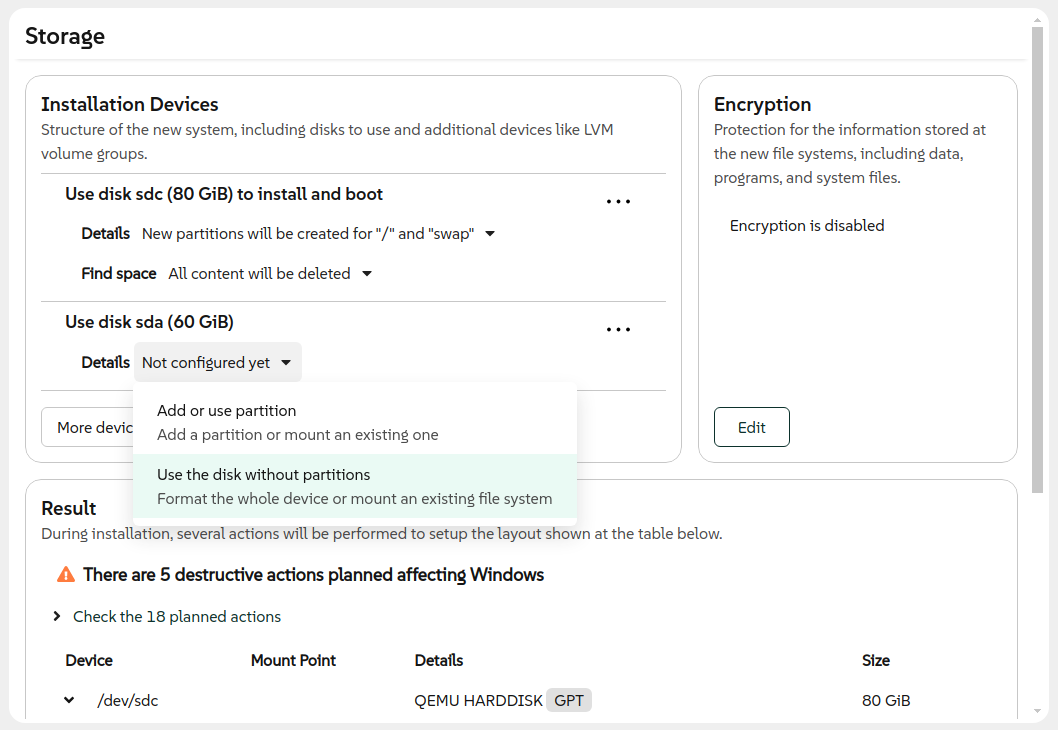 Directly use a disk