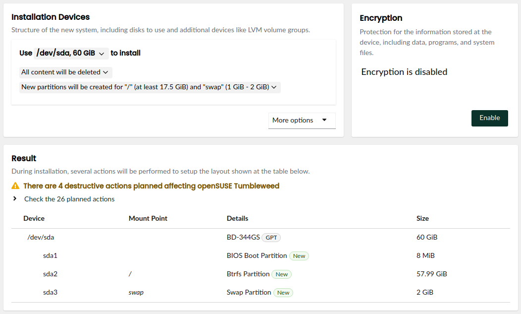 Overview of the storage configuration page