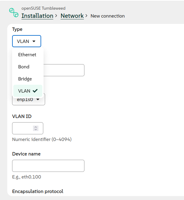 Network configuration including VLAN
